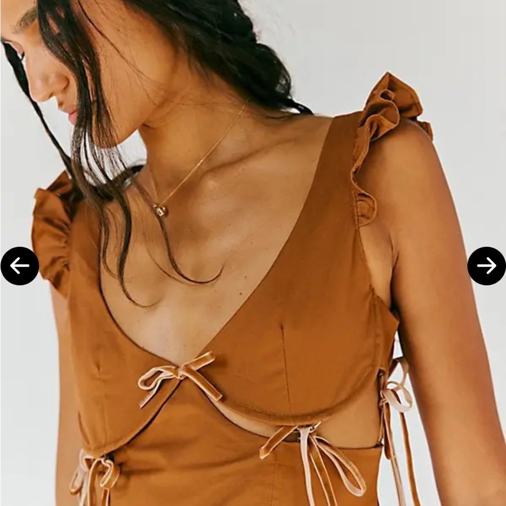 Free People Aliña Liu Pearl Bow Mini Dress Sz. XL - Picture 6 of 9